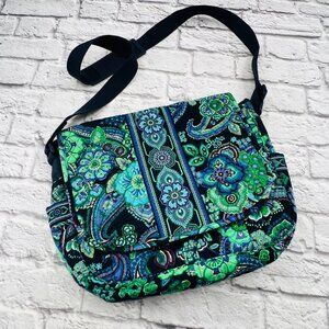 Vera Bradley Blue Rhapsody Messenger Bag With Adjustable Strap Multiple Pockets